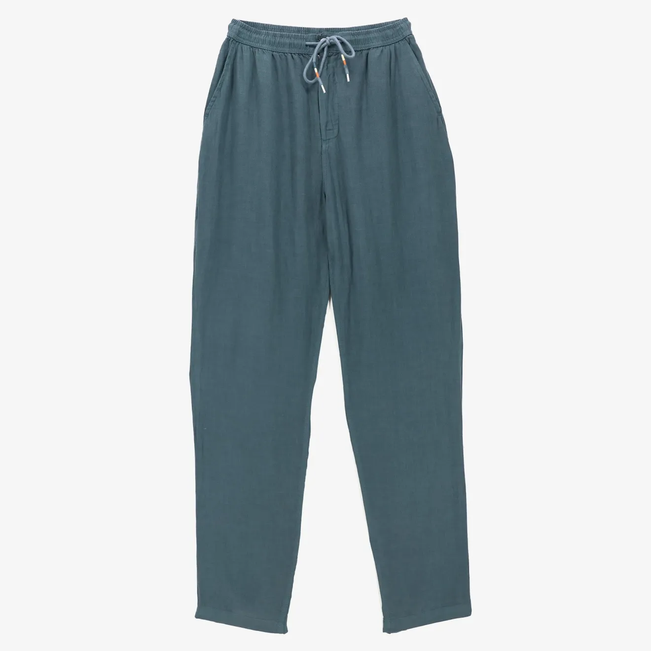 Pantalons>SERGE BLANCO 743 chinos with elasticated waistband in denim blue linen MILITAIRE