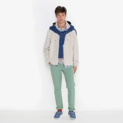Ligne Play|Pantalons>SERGE BLANCO 743 elasticated chinos in almond green parachute fabric MINT