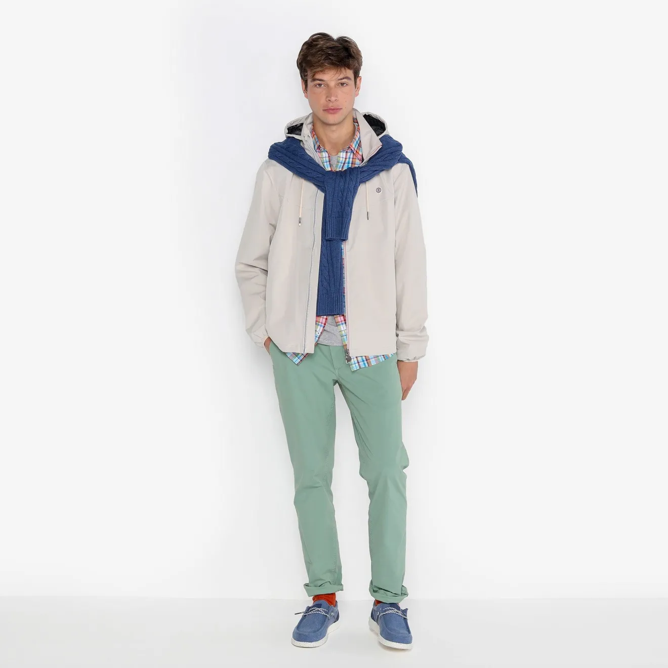 Ligne Play|Pantalons>SERGE BLANCO 743 elasticated chinos in almond green parachute fabric MINT