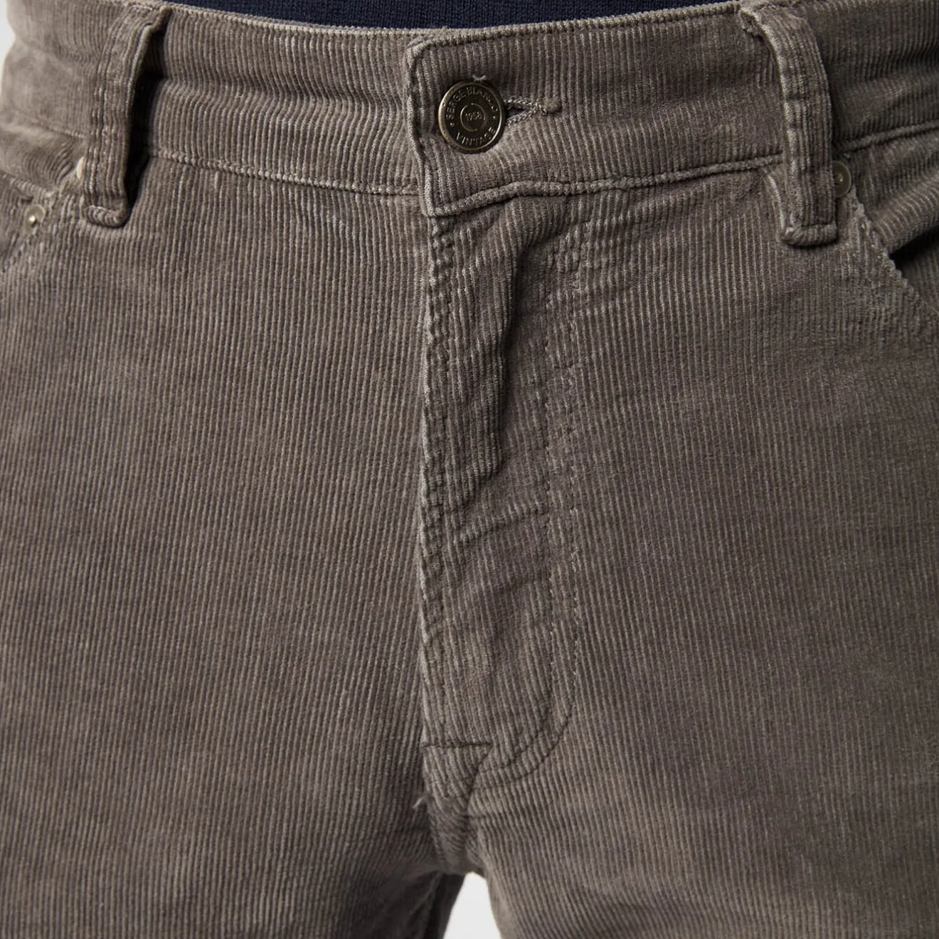Pantalons>SERGE BLANCO 330 Tapered Fit Pants in Charcoal Velvet BLANC