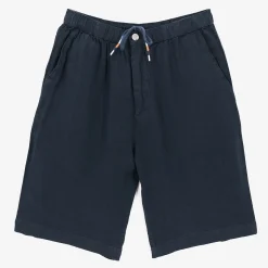 Shorts & Bermudas>SERGE BLANCO Bermuda 243 in midnight blue linen DARK NAVY