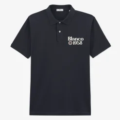 Polos>SERGE BLANCO Blanco 1958 navy blue short-sleeved cotton pique polo shirt DRAGEE