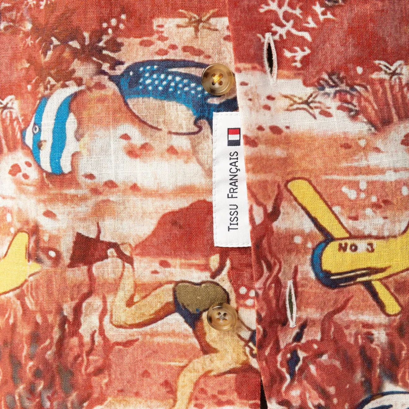 Chemises>SERGE BLANCO print short sleeve shirt BRICK