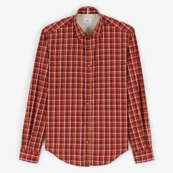 Chemises>SERGE BLANCO red plaid long sleeve shirt BRICK