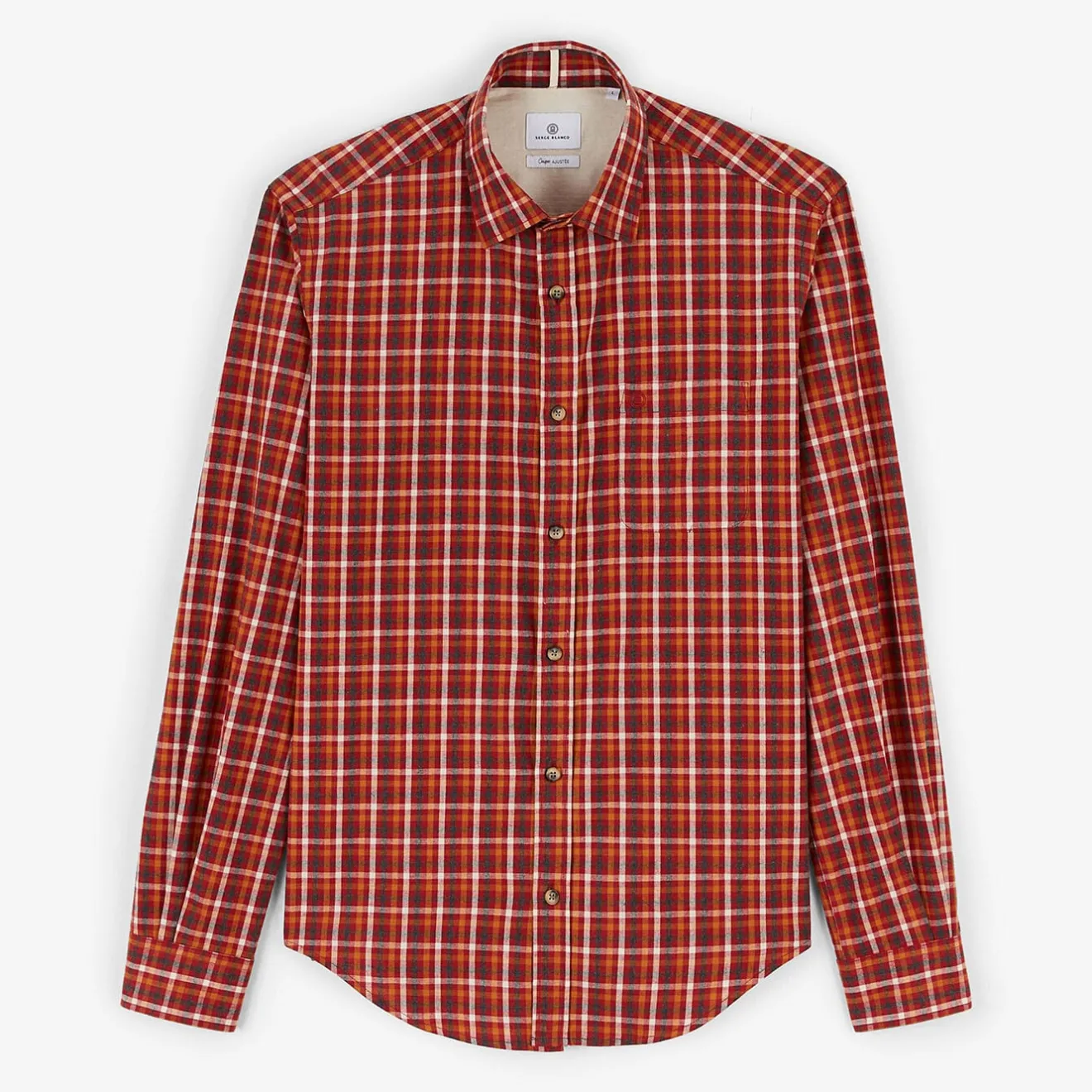 Chemises>SERGE BLANCO red plaid long sleeve shirt BRICK