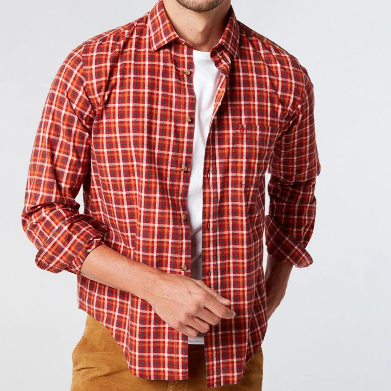Chemises>SERGE BLANCO red plaid long sleeve shirt BRICK