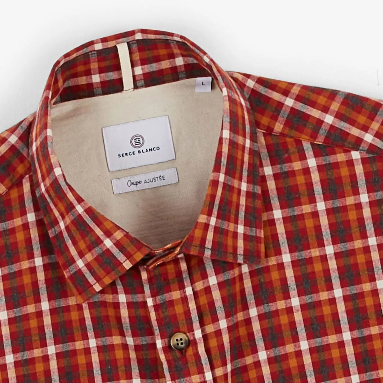 Chemises>SERGE BLANCO red plaid long sleeve shirt BRICK