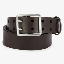 Ceintures>SERGE BLANCO Brown leather double eyelet belt BLACK