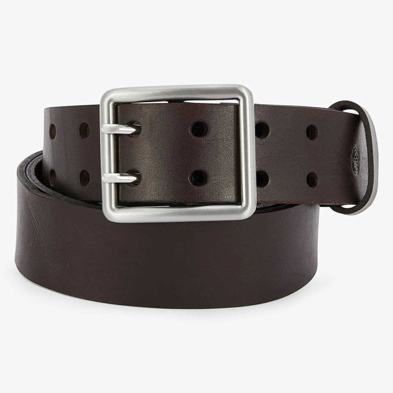 Ceintures>SERGE BLANCO Brown leather double eyelet belt BLACK