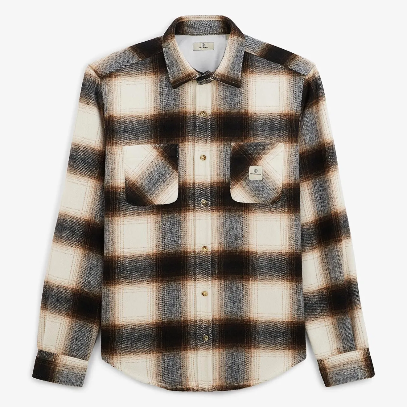 Surchemises>SERGE BLANCO Camel plaid overshirt NOIR