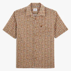 Chemises>SERGE BLANCO Caracas shirt printed in teak green CORAIL