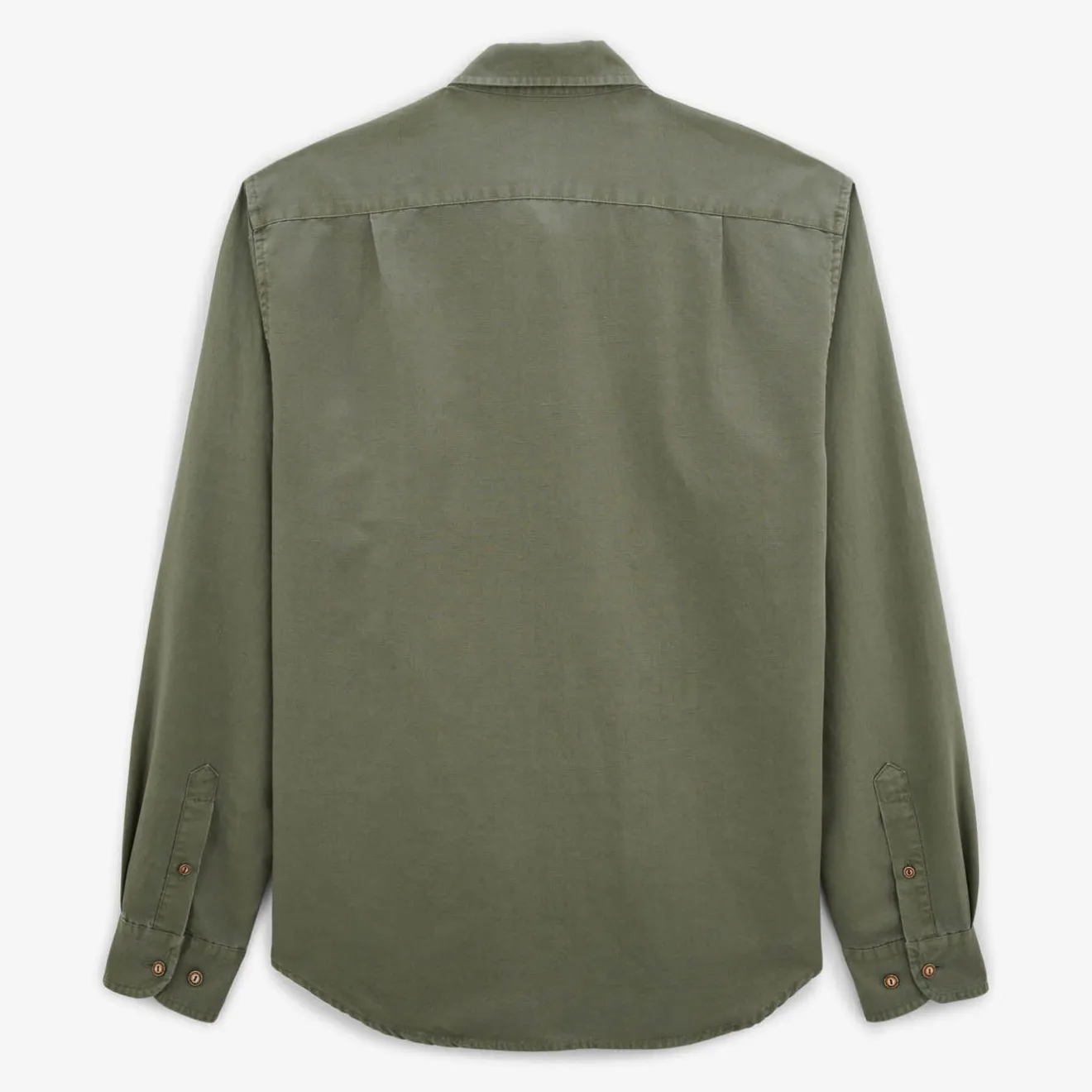 Ligne Play|Chemises>SERGE BLANCO Carl Oxford shirt in teak green linen CIEL