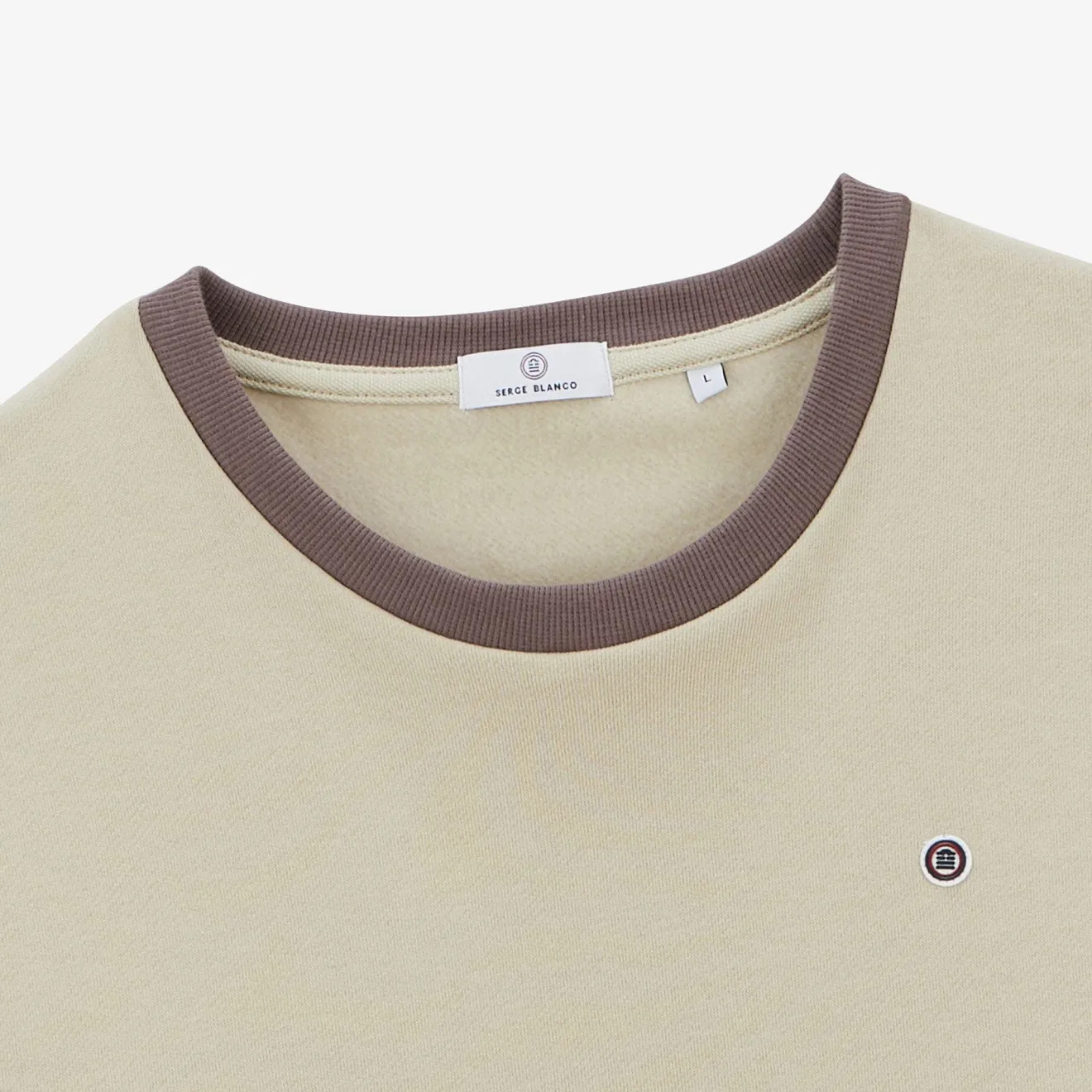 Sweats>SERGE BLANCO Cement tricolor round neck sweatshirt CIMENT