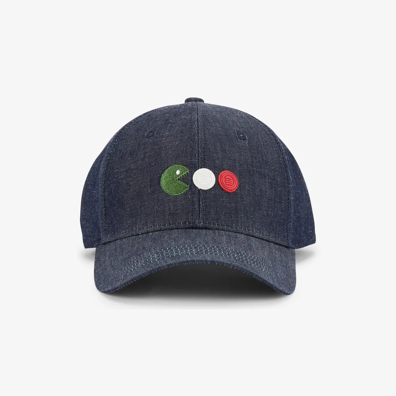Casquettes Et Bobs|Daddy Cool>SERGE BLANCO Chambray cap with arcade embroidery in denim blue BLANC