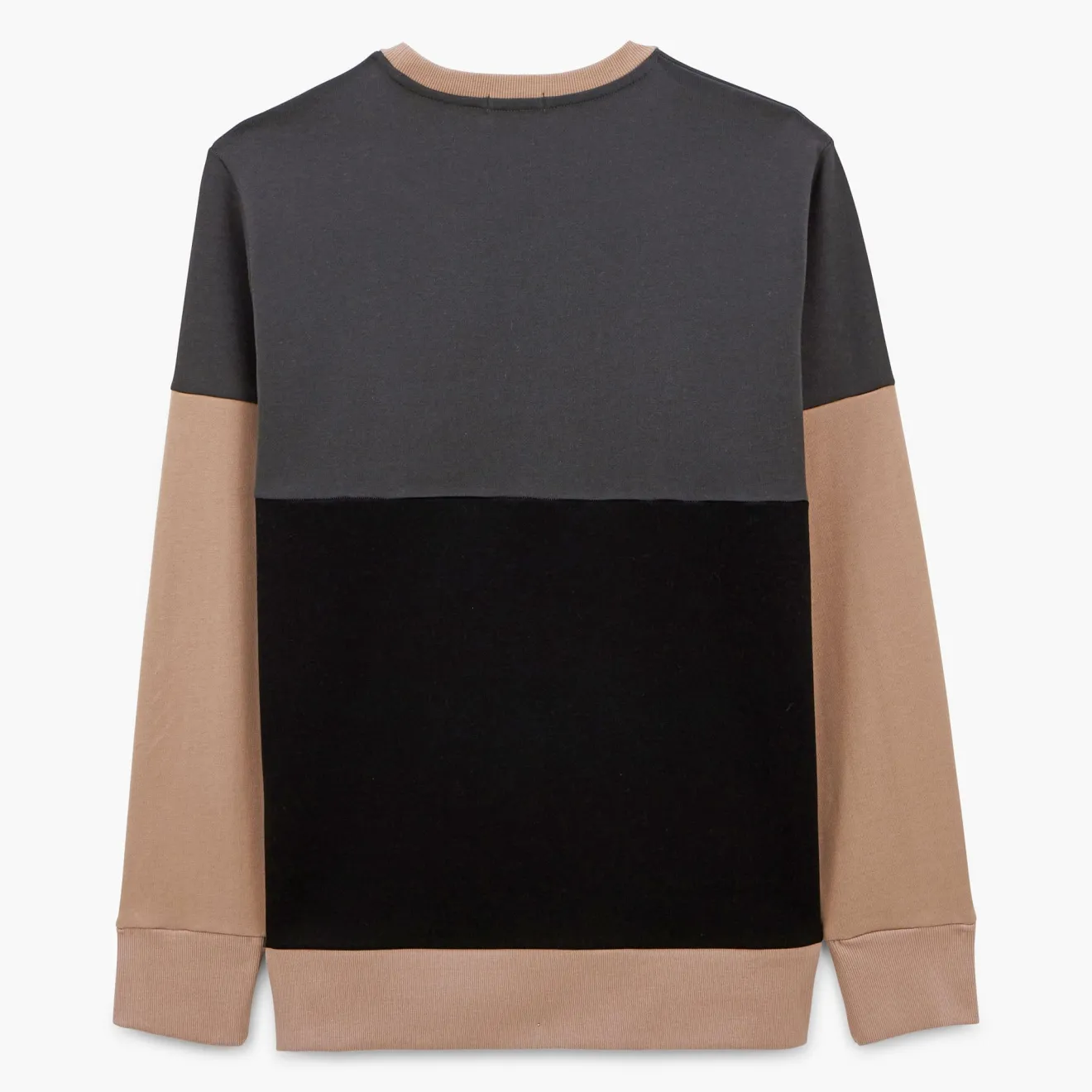 Sweats>SERGE BLANCO Charcoal gray tricolor round neck sweatshirt NOIR
