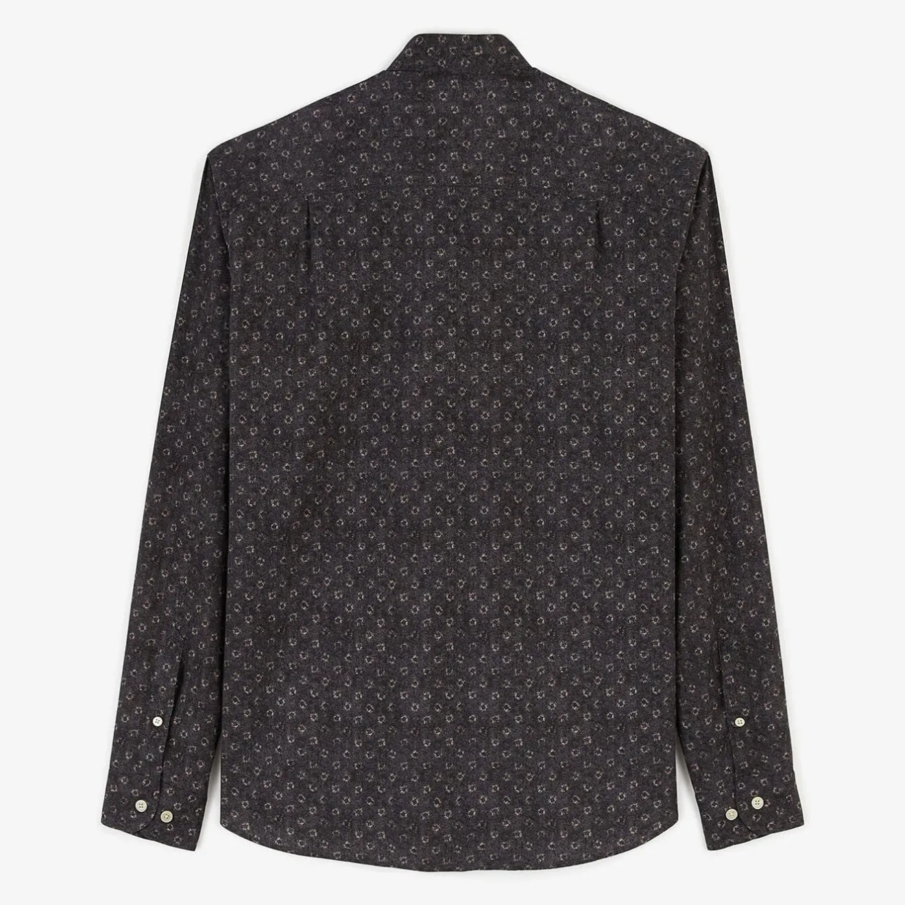 Chemises>SERGE BLANCO Charcoal printed poplin shirt with slim fit OLIVE