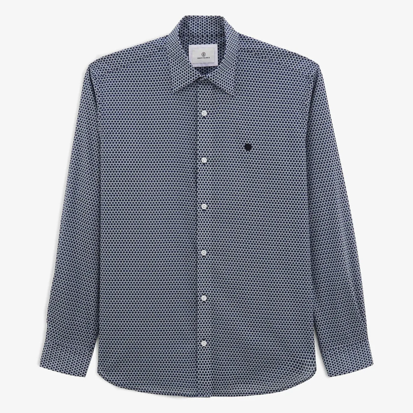 Chemises>SERGE BLANCO Charles alveoli dark navy shirt OFF WHITE