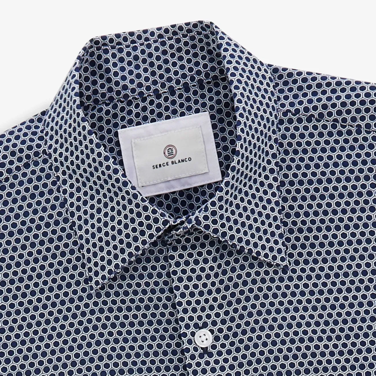 Chemises>SERGE BLANCO Charles alveoli dark navy shirt OFF WHITE