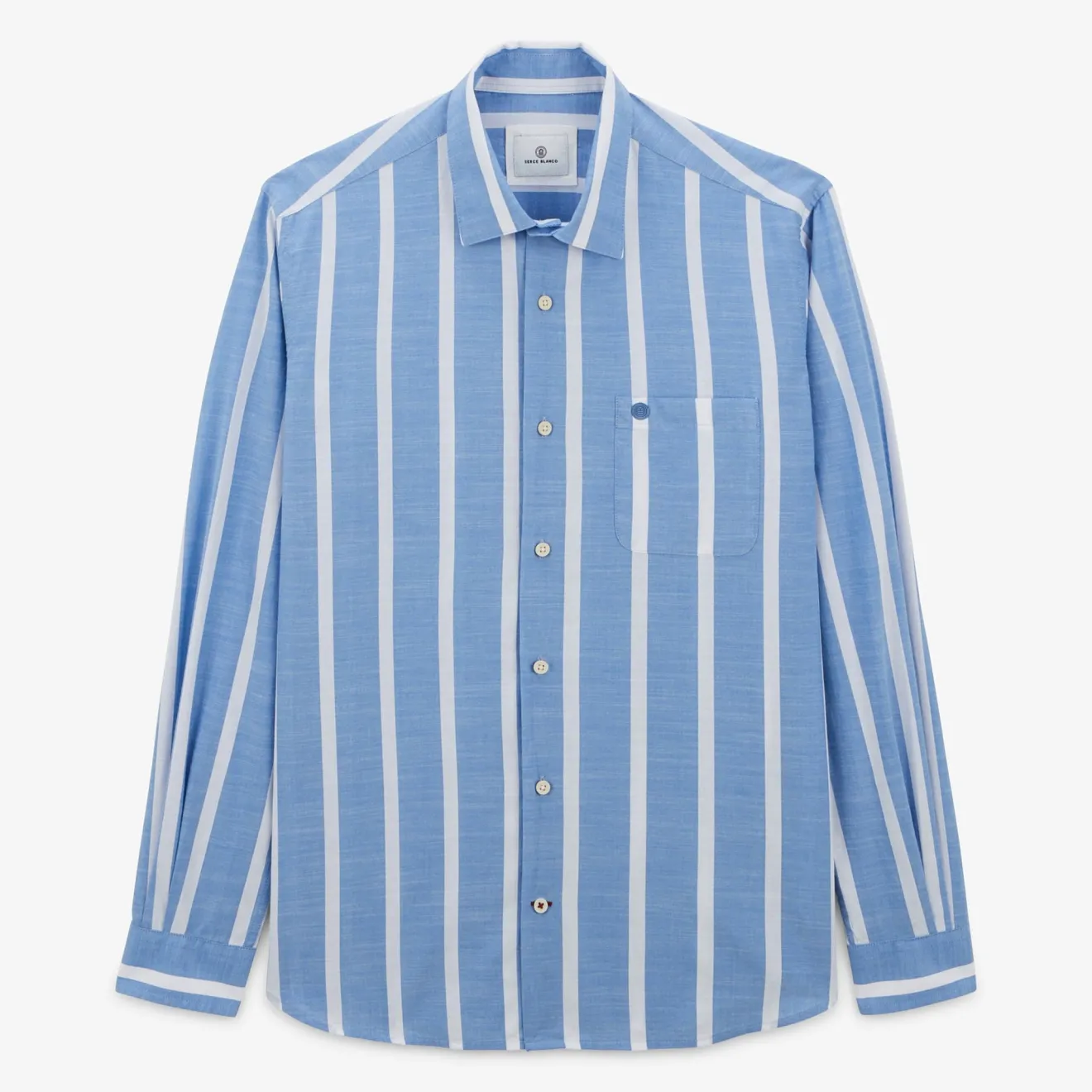 Chemises>SERGE BLANCO Charles blue striped shirt BLANC