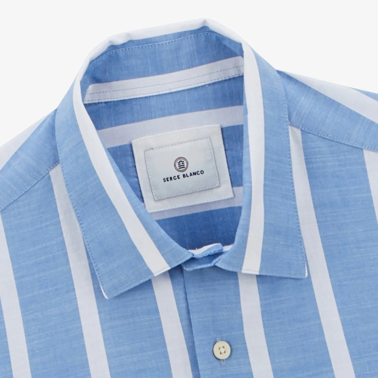 Chemises>SERGE BLANCO Charles blue striped shirt BLANC