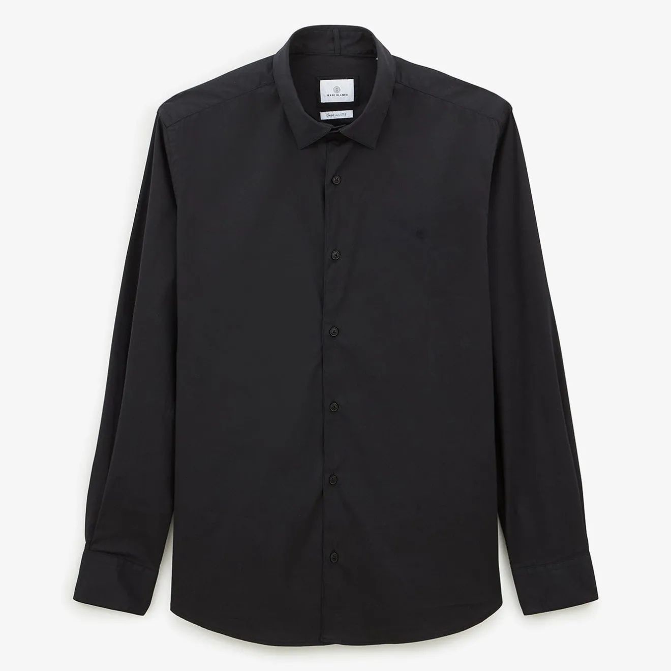 Chemises>SERGE BLANCO Charles comfort poplin black shirt BLEU