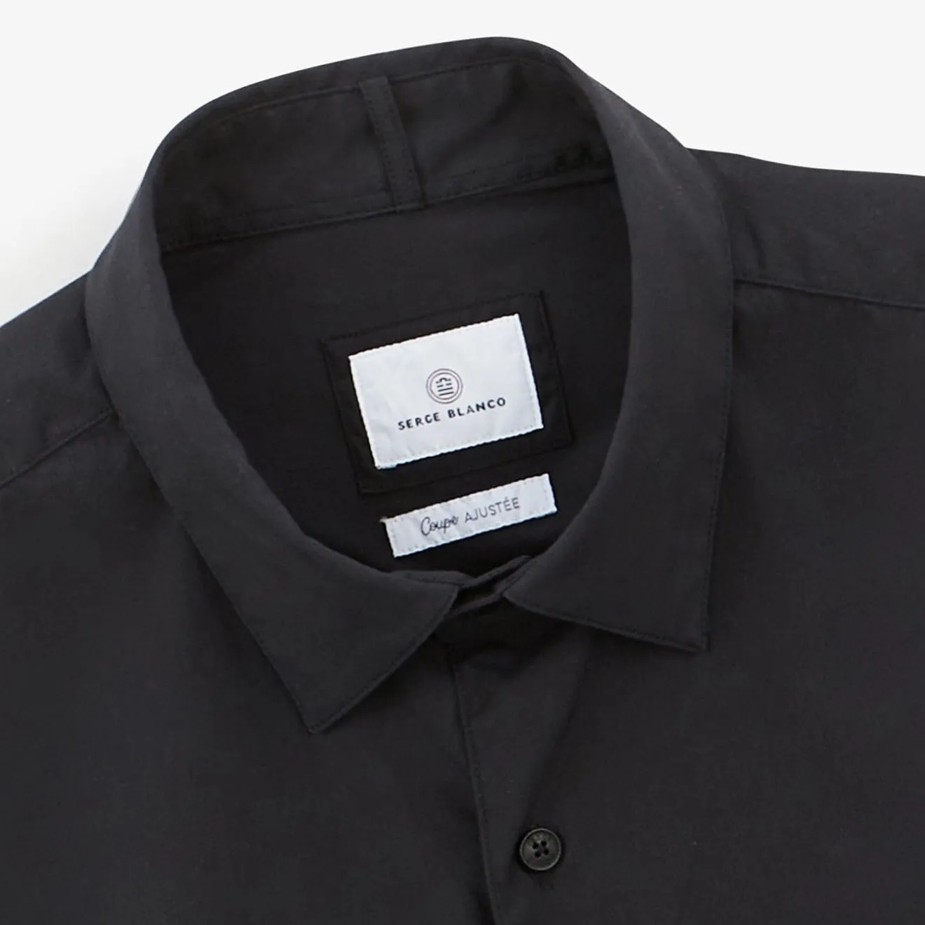 Chemises>SERGE BLANCO Charles comfort poplin black shirt BLEU