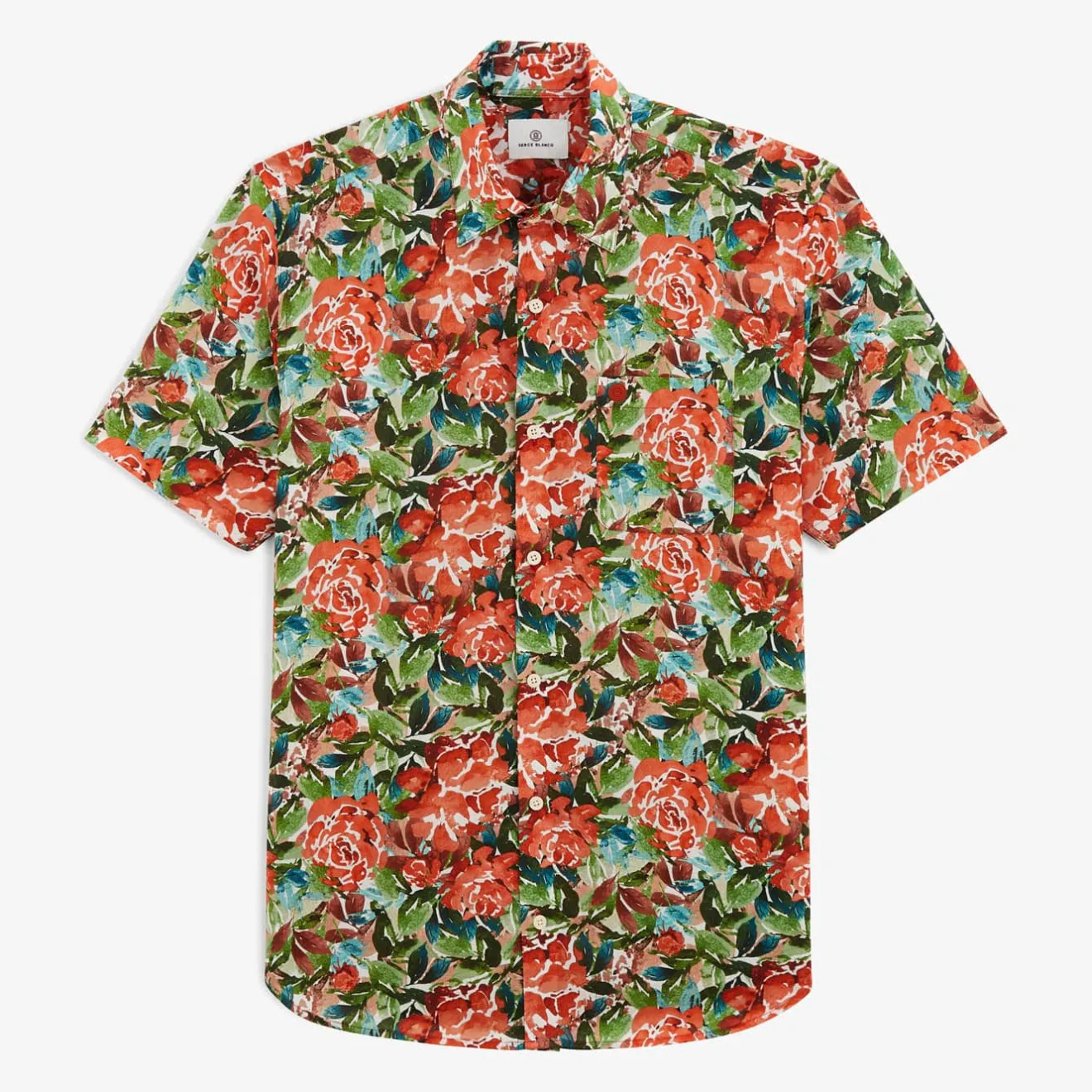 Chemises>SERGE BLANCO Charles mint green floral shirt BLANC