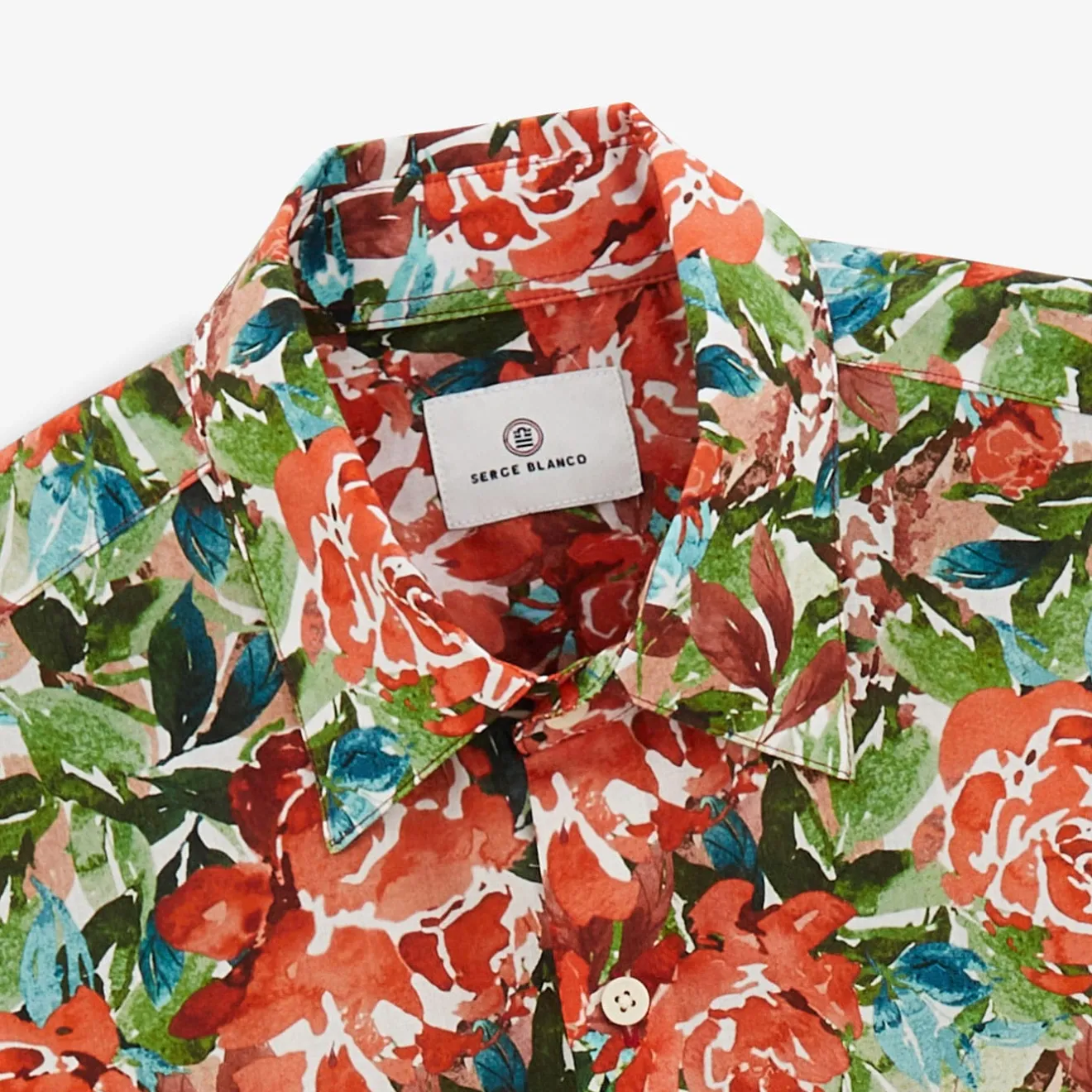 Chemises>SERGE BLANCO Charles mint green floral shirt BLANC
