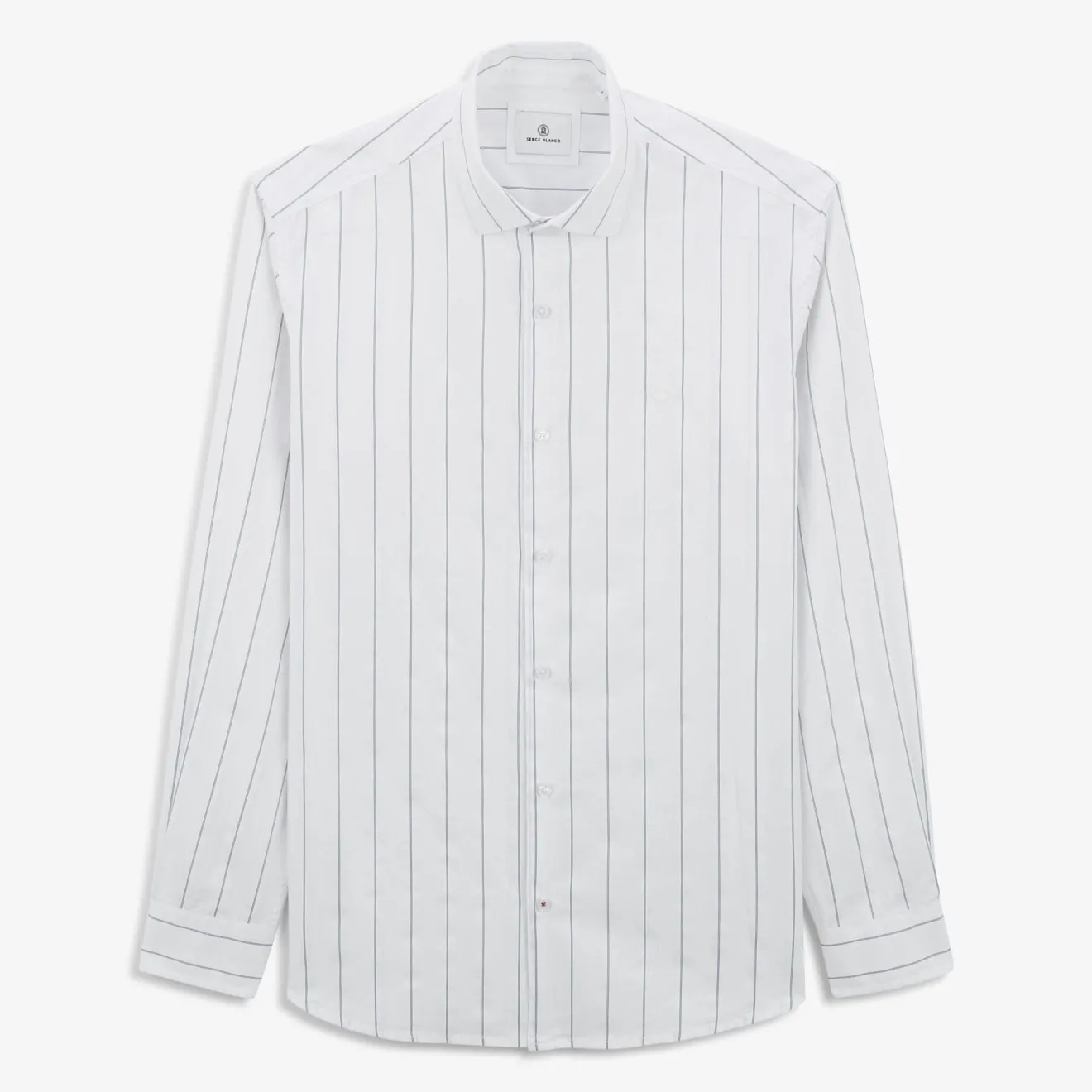 Chemises>SERGE BLANCO Charles oxford shirt with off-white stripes CIEL