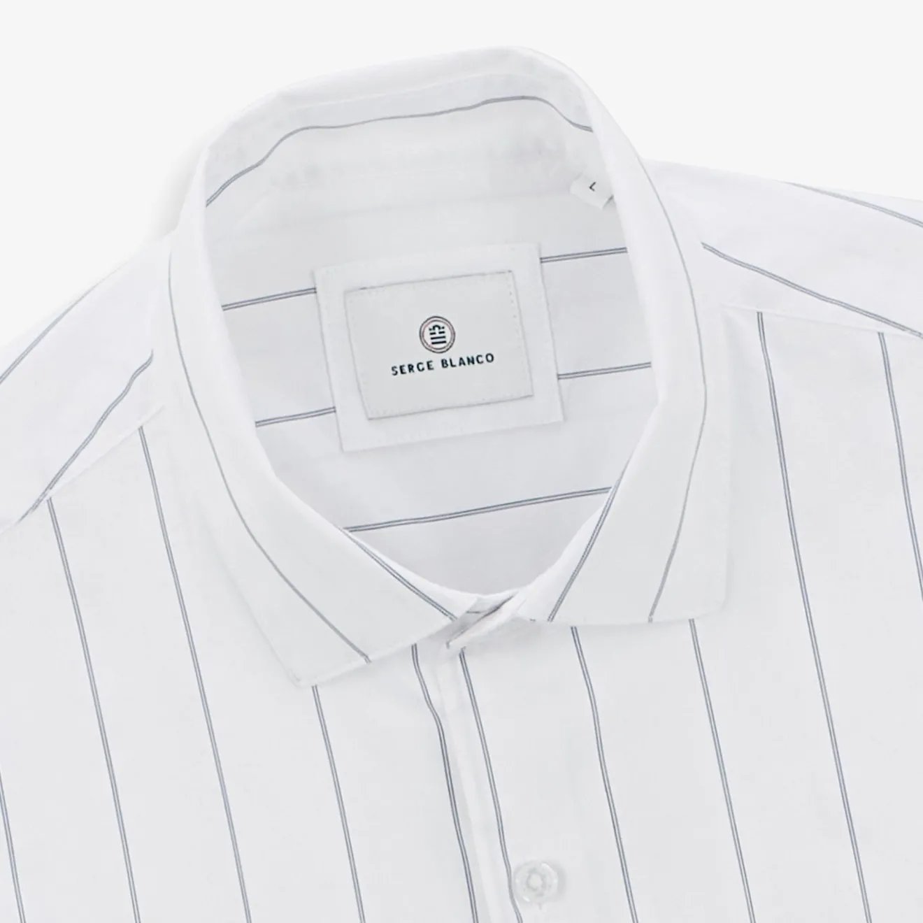 Chemises>SERGE BLANCO Charles oxford shirt with off-white stripes CIEL