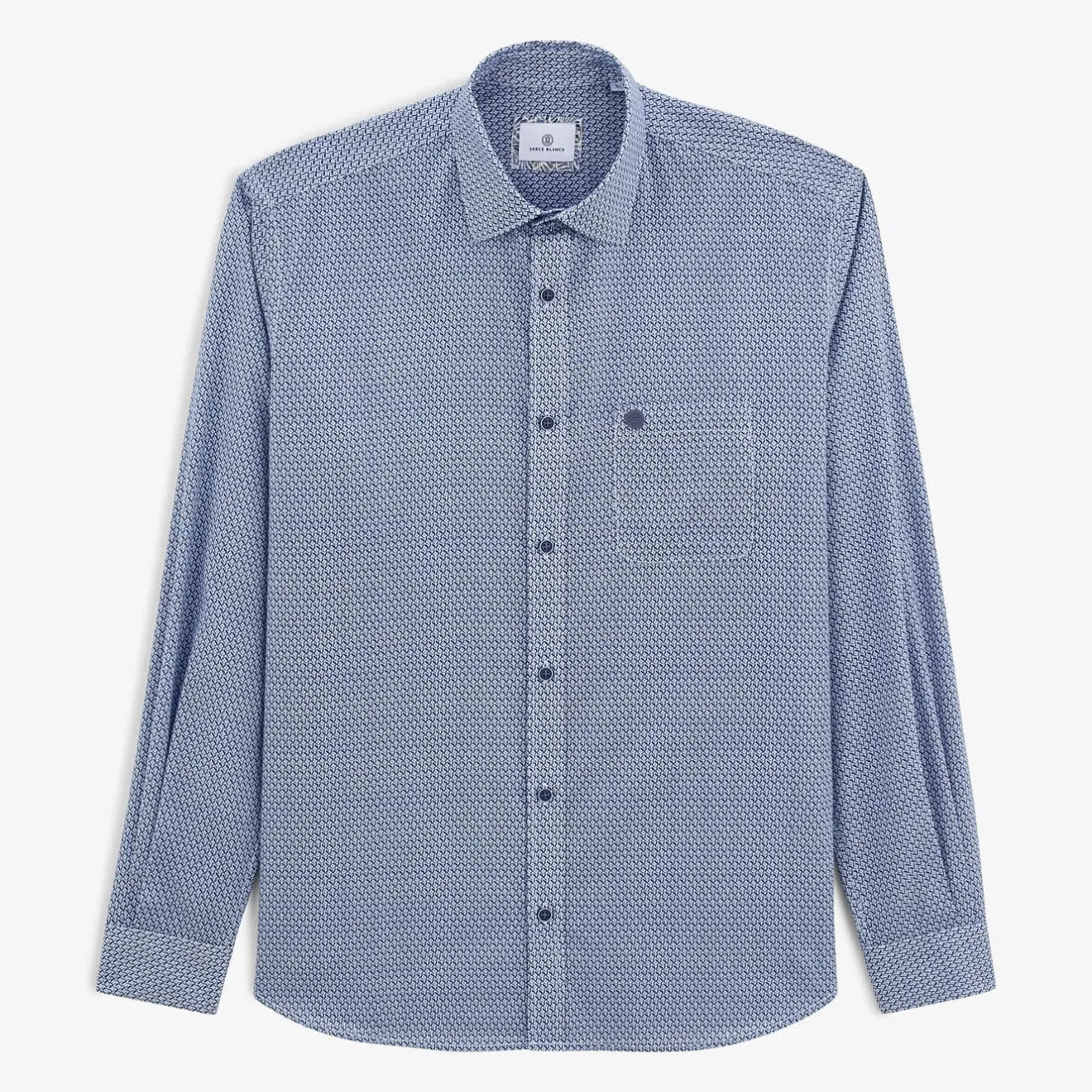 Chemises>SERGE BLANCO Charles Shirt Geometric Print Blue | CORAIL