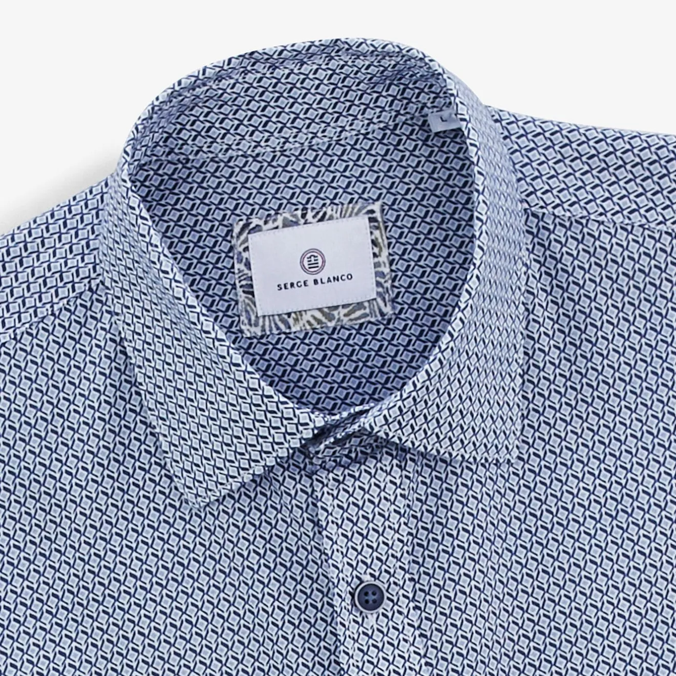 Chemises>SERGE BLANCO Charles Shirt Geometric Print Blue | CORAIL