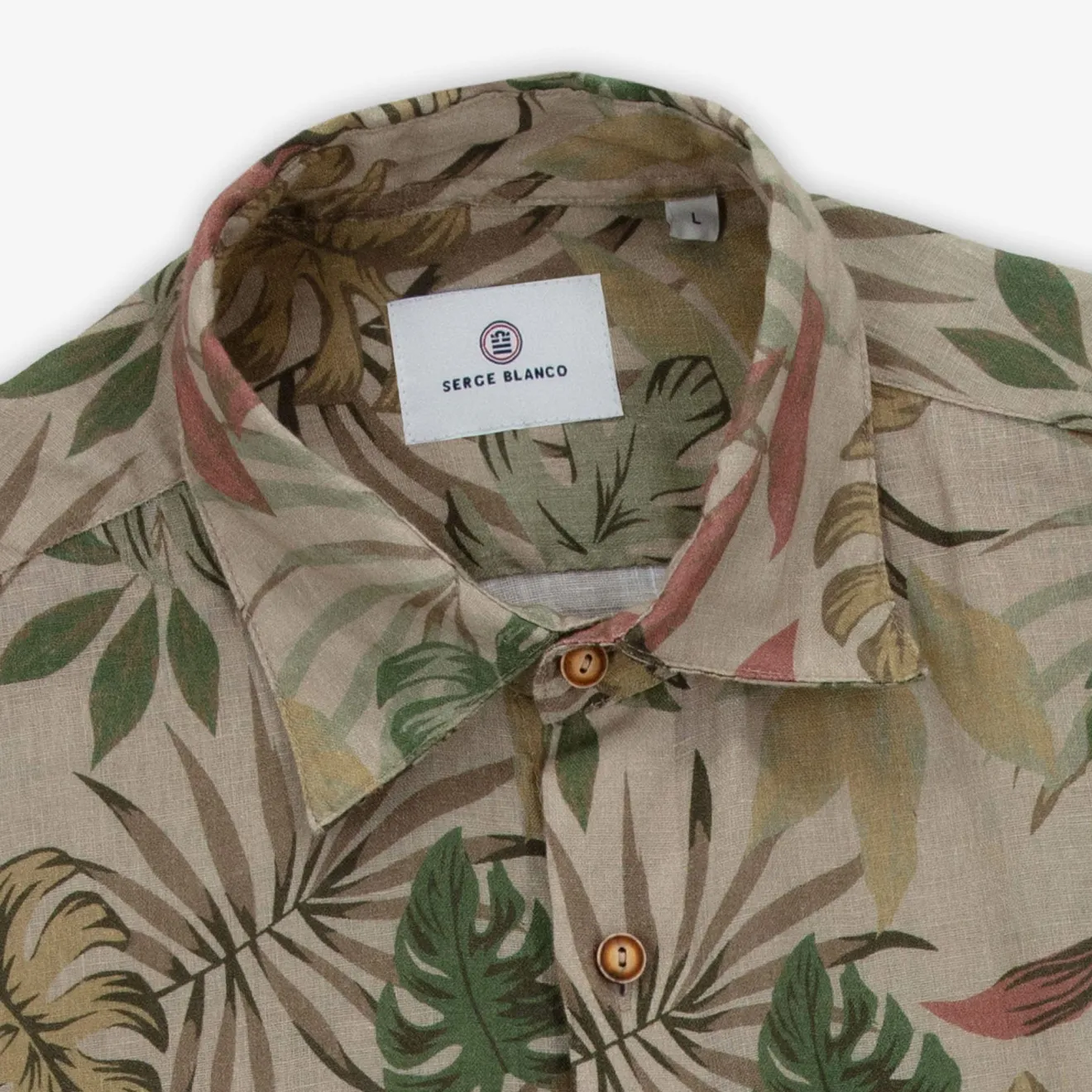 Chemises>SERGE BLANCO Charles shirt in camel jungle pattern linen BLEU