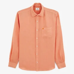 Chemises>SERGE BLANCO Charles shirt in coral orange linen ABRICOT