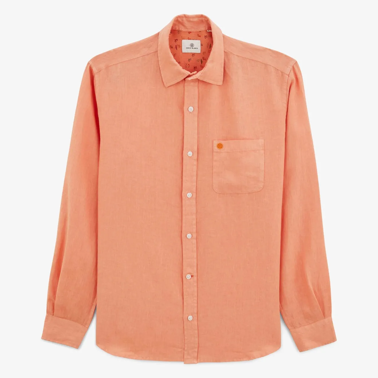 Chemises>SERGE BLANCO Charles shirt in coral orange linen ABRICOT
