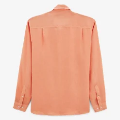 Chemises>SERGE BLANCO Charles shirt in coral orange linen ABRICOT