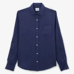 Chemises>SERGE BLANCO Charles shirt in midnight blue linen LILAS