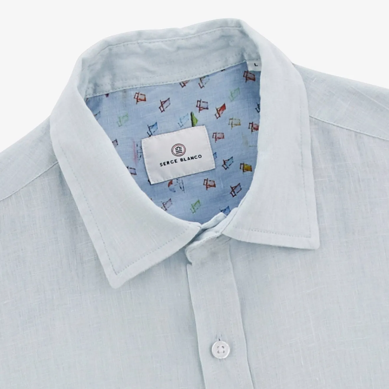 Chemises>SERGE BLANCO Charles shirt in sky blue linen MINT