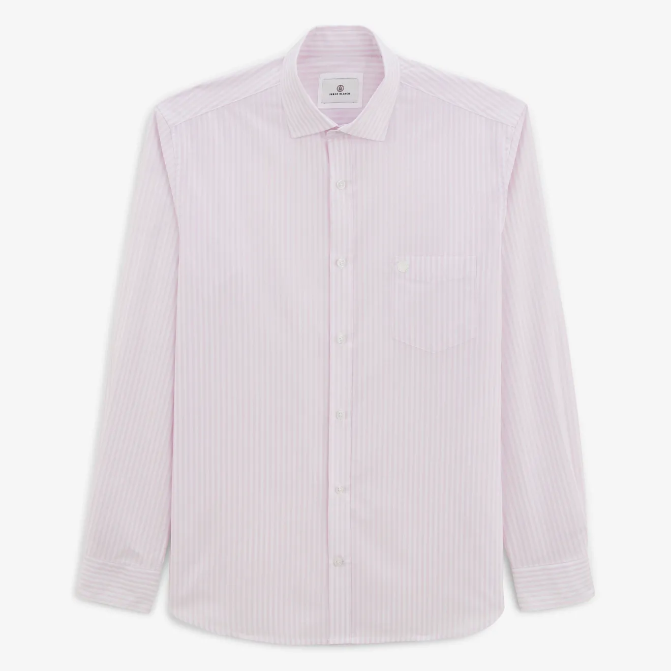 Chemises|L'élégant>SERGE BLANCO Charles shirt with lilac pink stick stripes BLANC