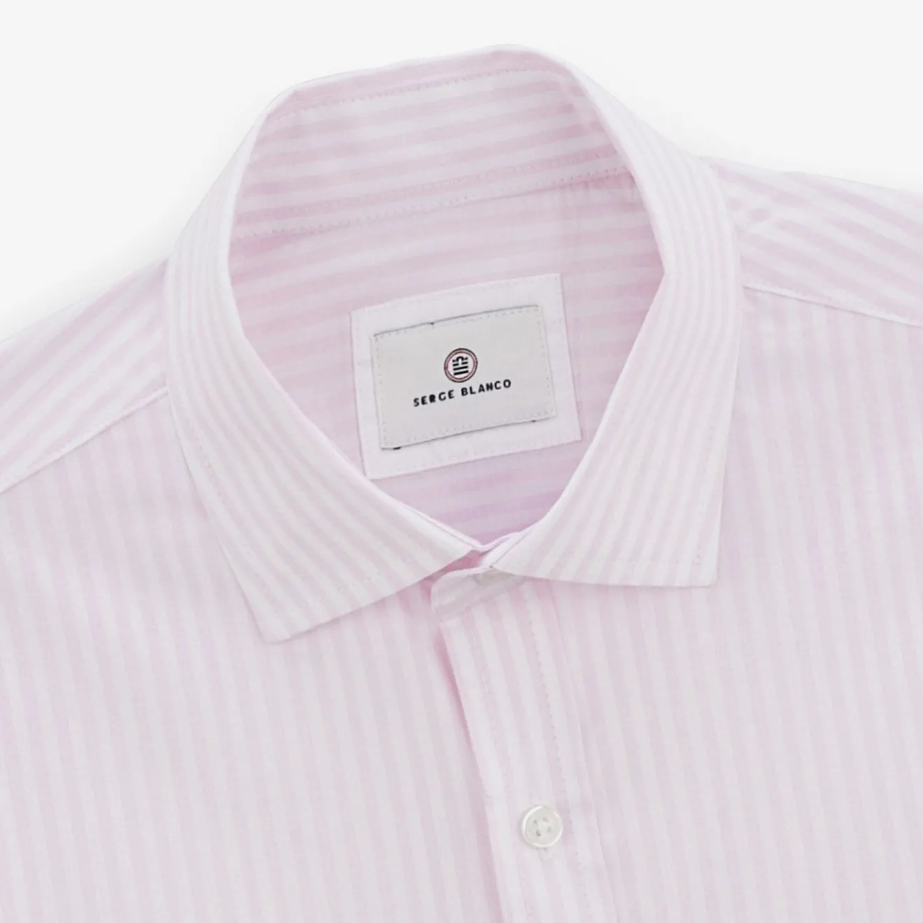 Chemises|L'élégant>SERGE BLANCO Charles shirt with lilac pink stick stripes BLANC