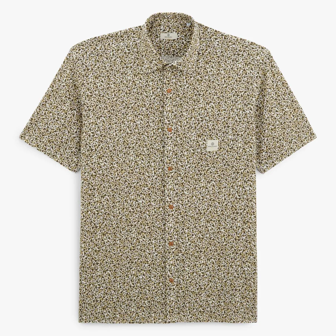 Ligne Play|Chemises>SERGE BLANCO Charles shirt with military green graphic patterns DENIM