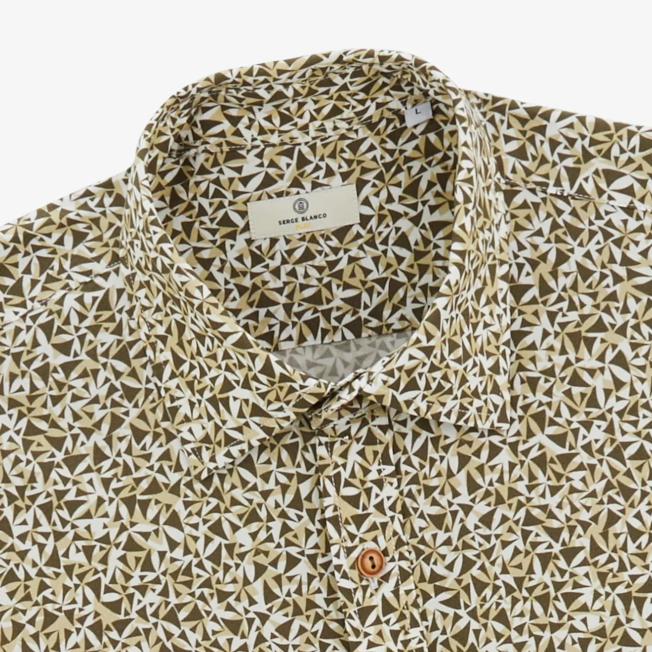 Ligne Play|Chemises>SERGE BLANCO Charles shirt with military green graphic patterns DENIM