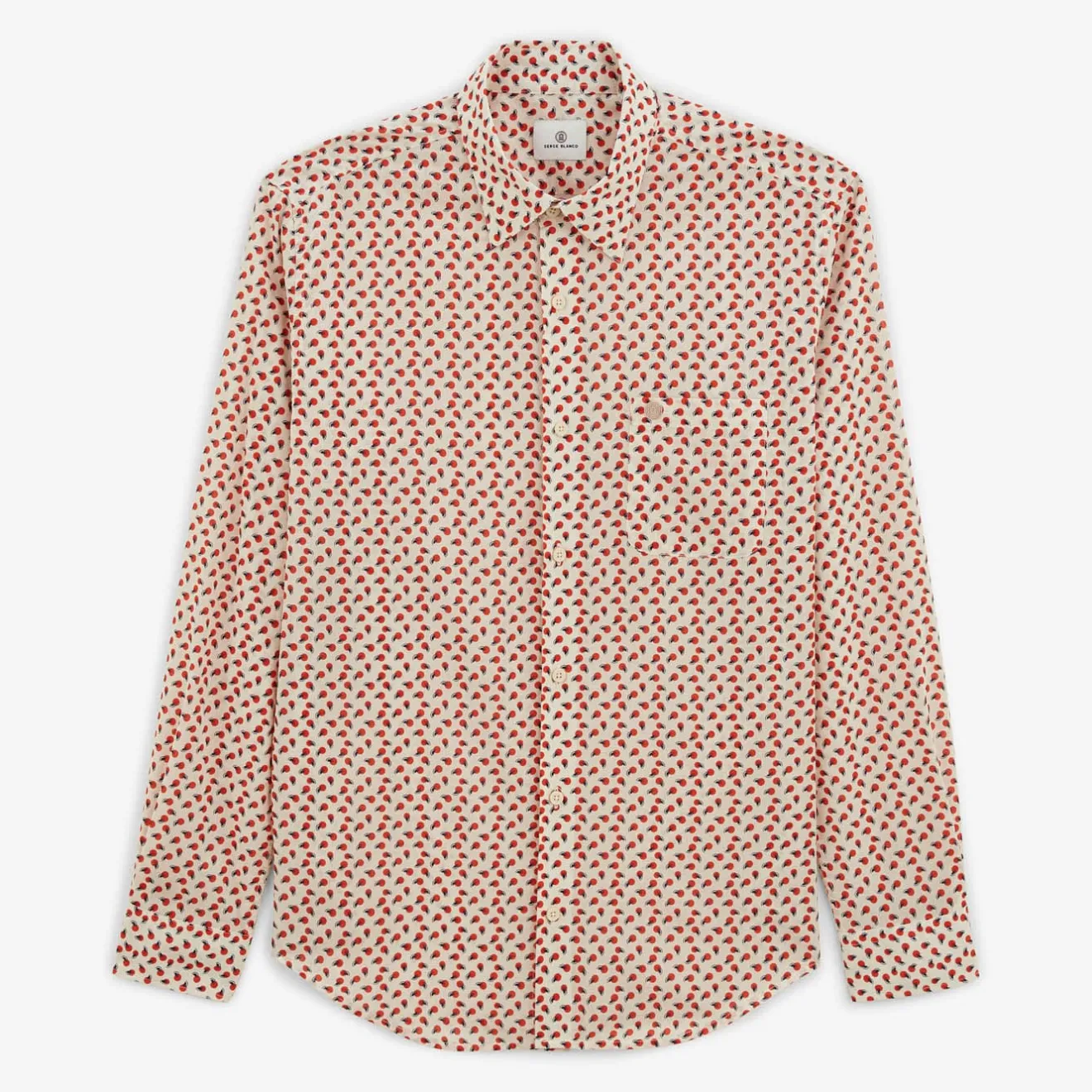 Chemises>SERGE BLANCO Charles shirt with off-white graphic pattern CAMEL