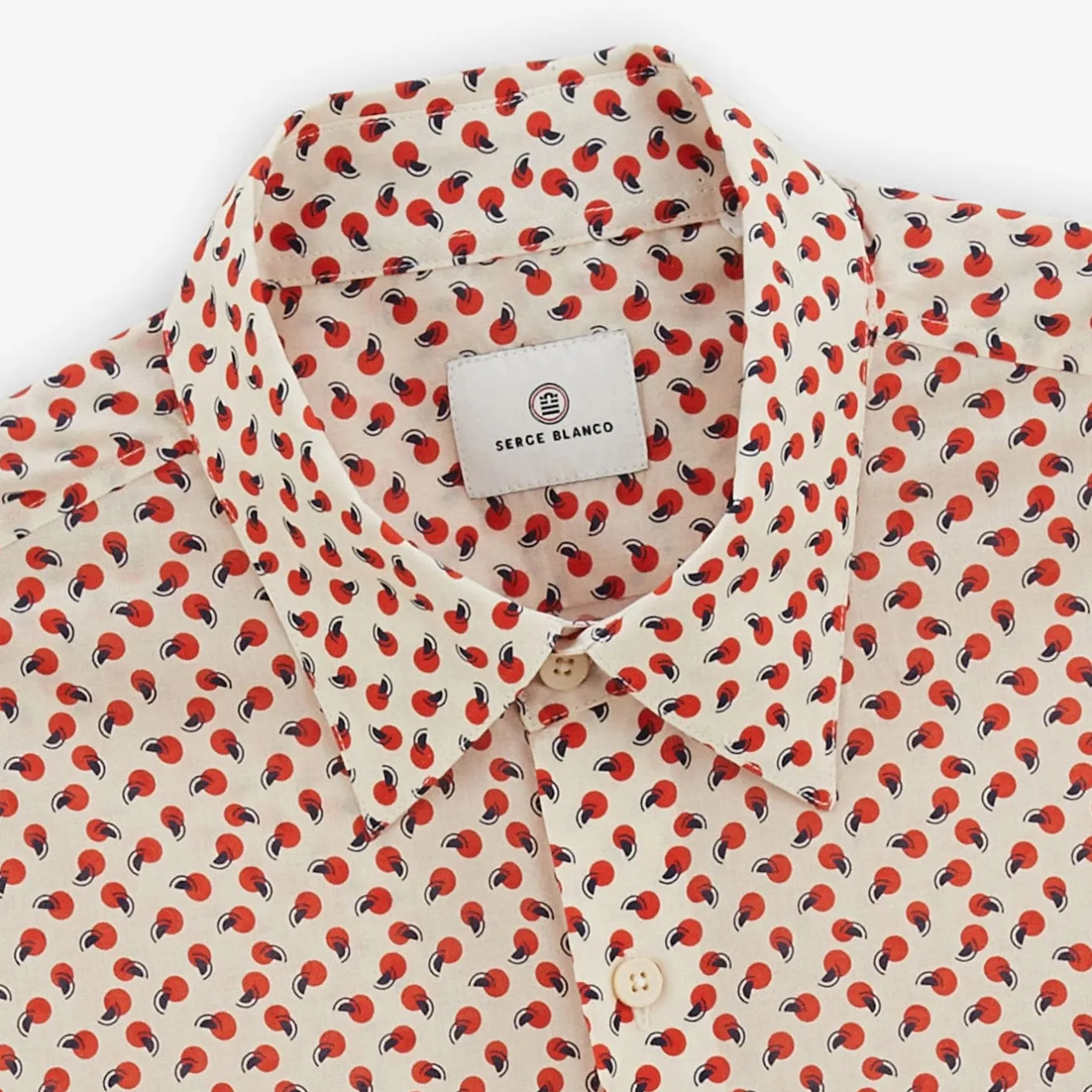 Chemises>SERGE BLANCO Charles shirt with off-white graphic pattern CAMEL