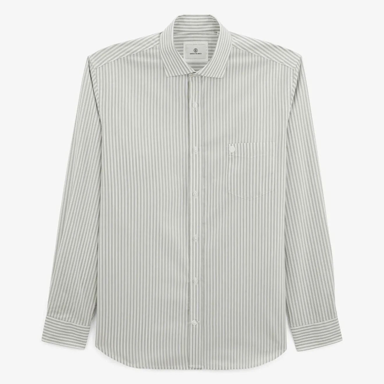 Chemises>SERGE BLANCO Charles shirt with putty beige stick stripes NOIR
