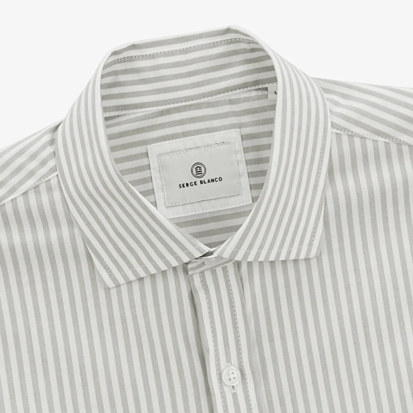 Chemises>SERGE BLANCO Charles shirt with putty beige stick stripes NOIR