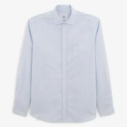 Chemises>SERGE BLANCO Charles shirt with sky blue stick stripes BLANC