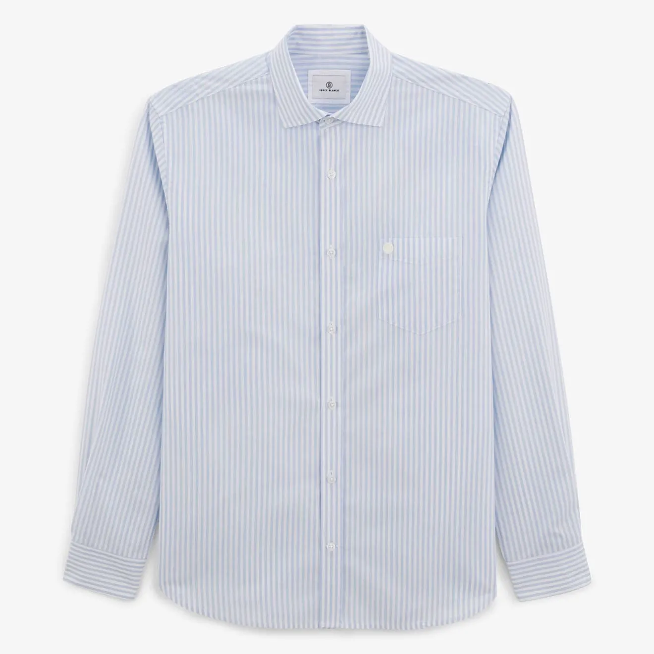 Chemises>SERGE BLANCO Charles shirt with sky blue stick stripes BLANC