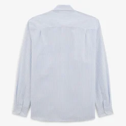 Chemises>SERGE BLANCO Charles shirt with sky blue stick stripes BLANC