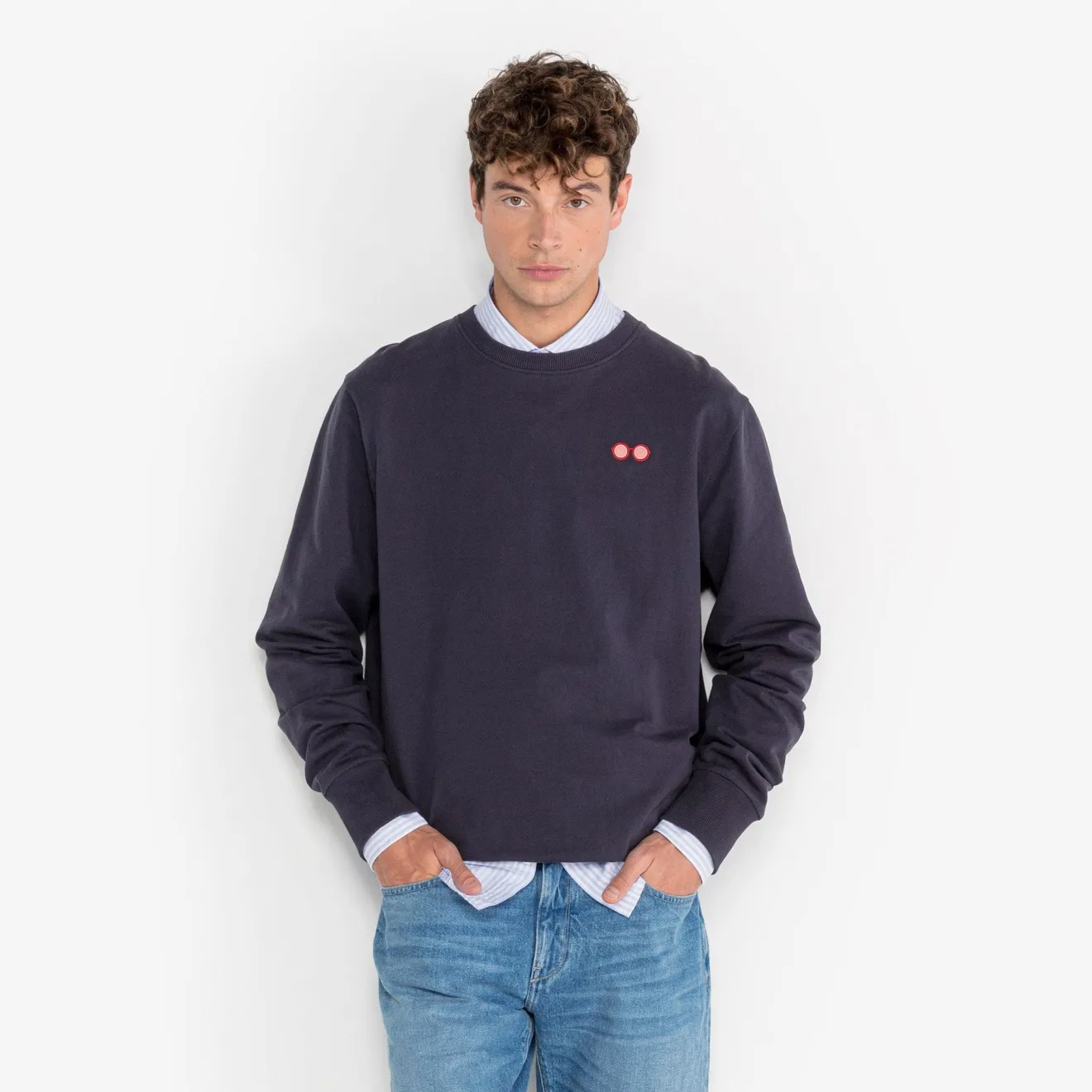 Chemises>SERGE BLANCO Charles shirt with sky blue stick stripes BLANC